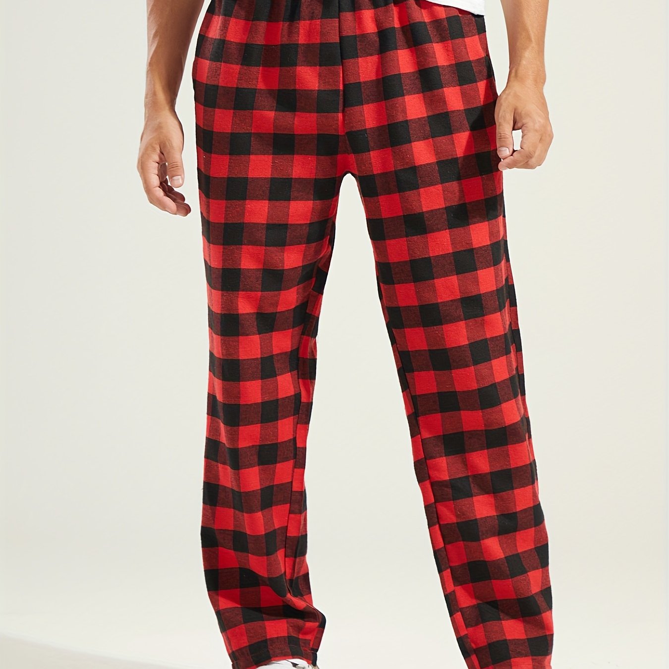 Men's Checkered Wide Leg Pants Beach Pant Trendy  Casual Baggy Pants Yoga Trousers Streetwear Hiphop Rapper Style
