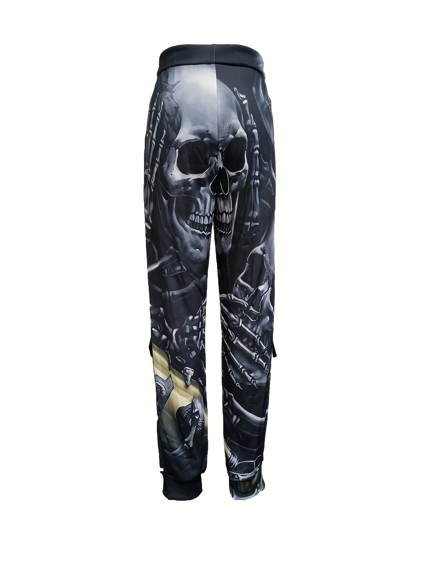 Halloween Men's Drawstring  Pants Beach Pant Skull Pattern Casual Slim Pants Streetwear Hip Hop Rapper Style